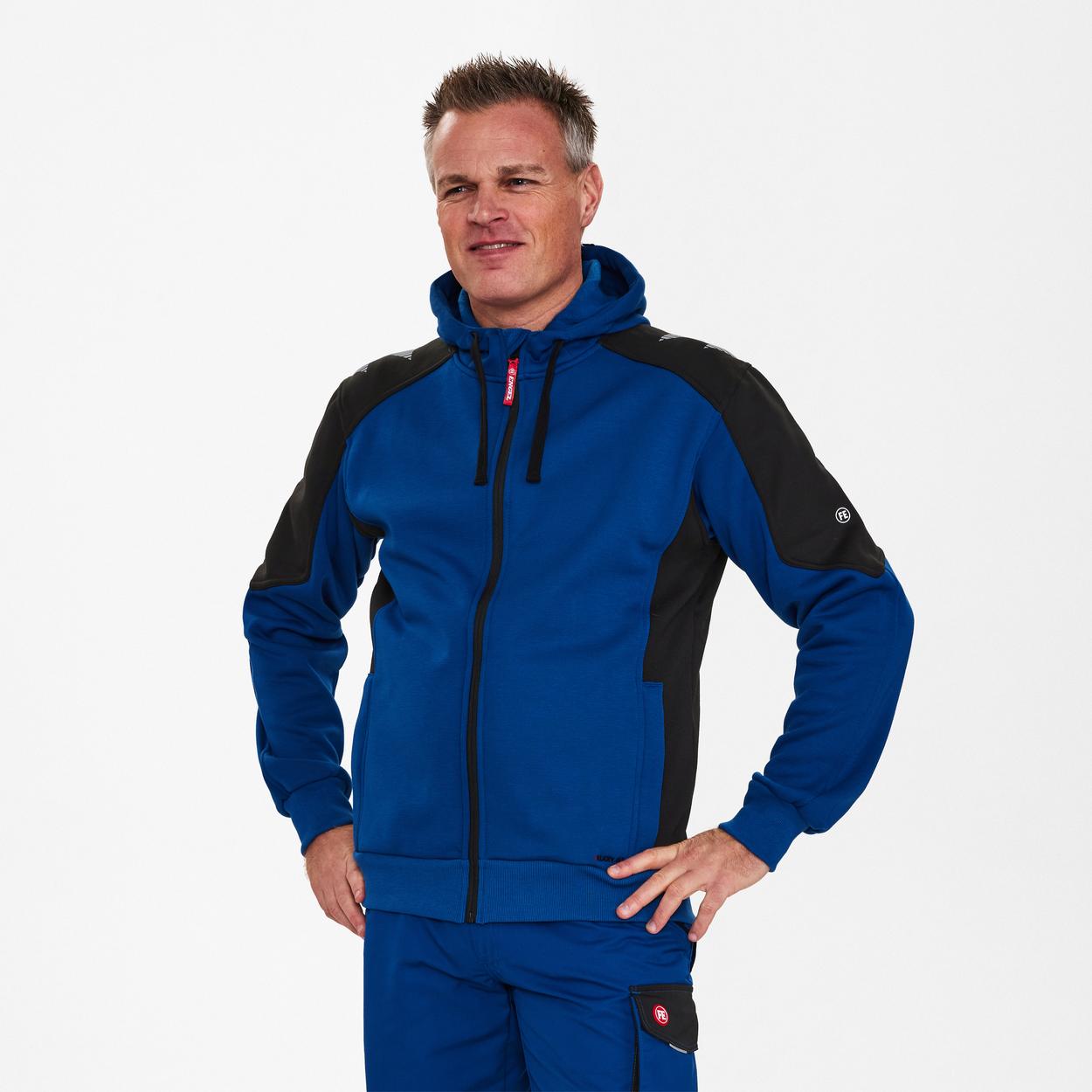 ENGEL Galaxy Sweatcardigan mit Kapuze in Surfer Blue/Schwarz, Größe XS