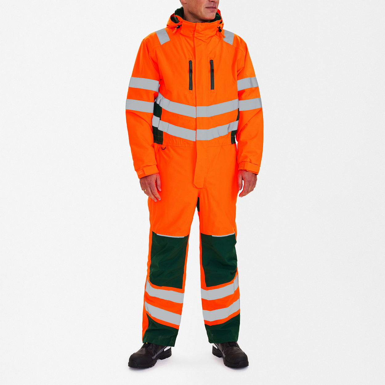 ENGEL Safety Winteroverall in Orange/Grün, Größe XS