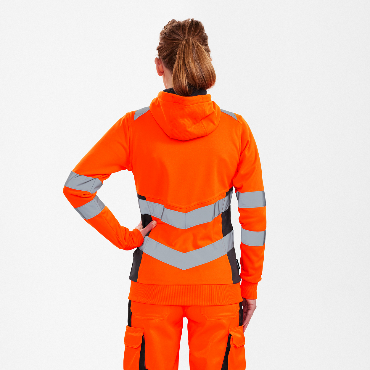 ENGEL Safety Damen Sweatcardigan in Orange/Anthrazit Grau, Größe XS