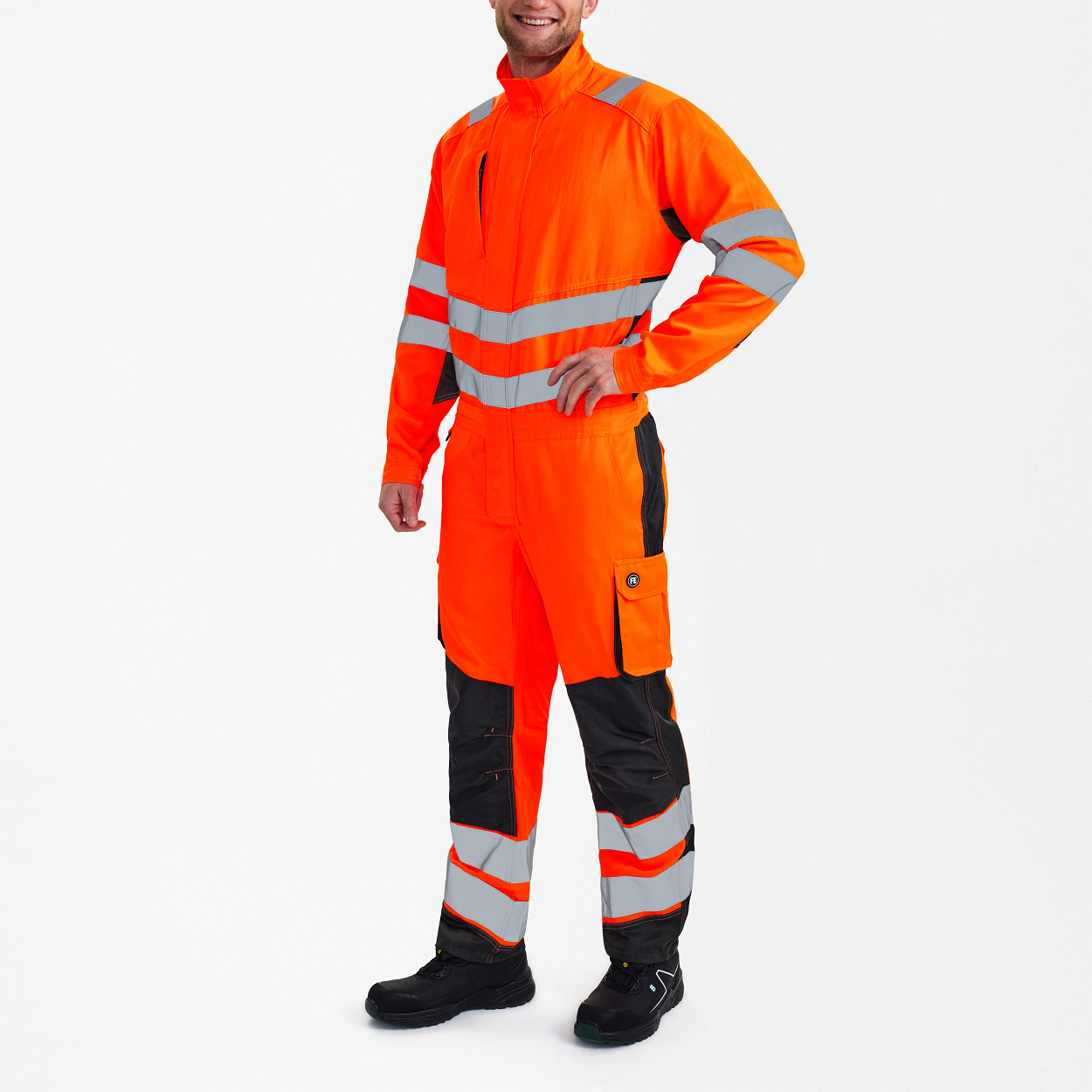 ENGEL Safety Light Overall in Orange/Anthrazit Grau, Größe XS