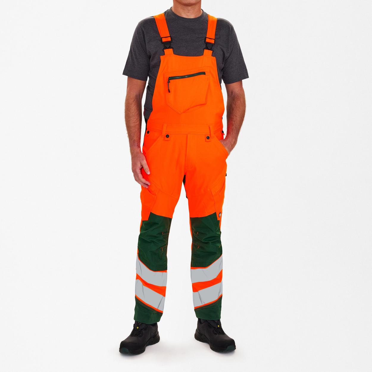 ENGEL Safety Latzhose mit 2-Wege-Stretch in Orange/Grün, Größe 26