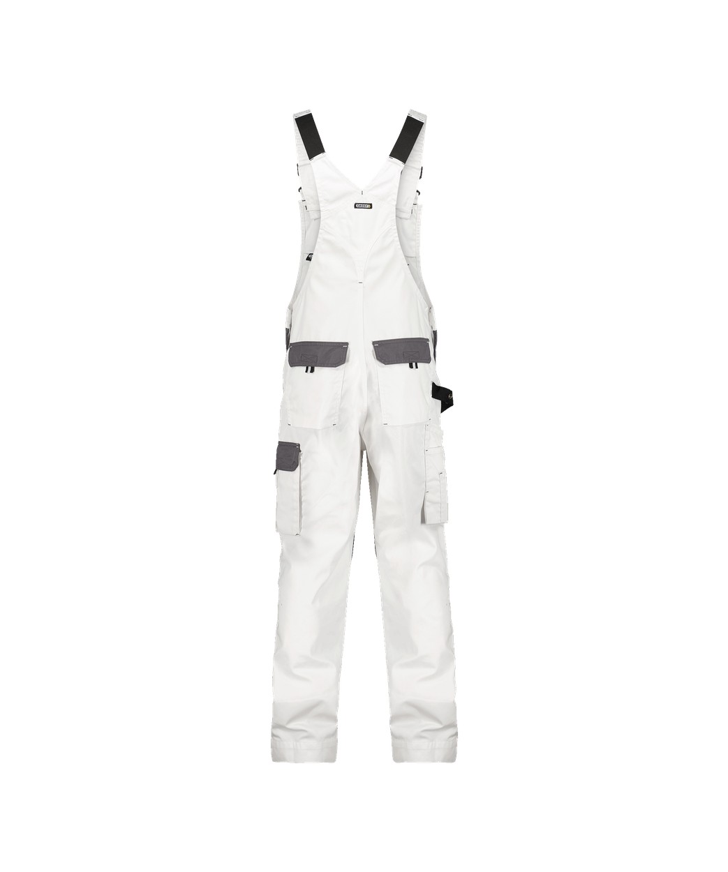 Zweifarbige Arbeitslatzhose mit Kniepolstertaschen "DASSY® Versailles" in WEIß/ZEMENTGRAU, Größe 58 - langer Schritt PESCO61