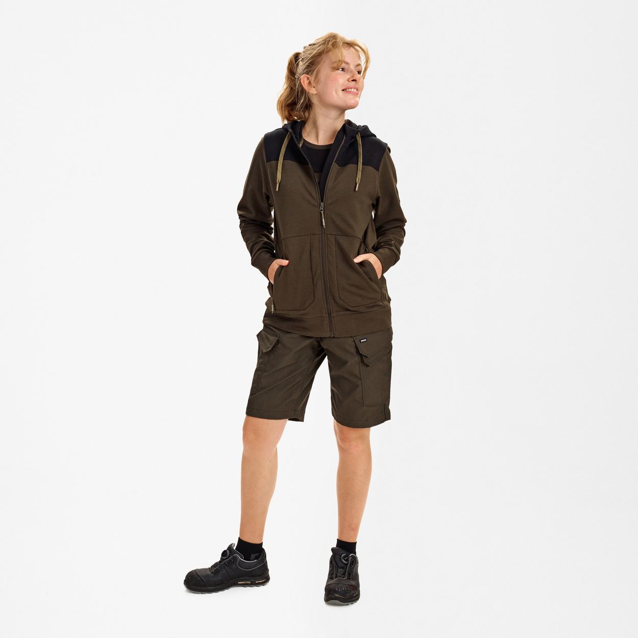 ENGEL Entire Damen Sweatcardigan mit Kapuze in Forest Green/Schwarz, Größe XS