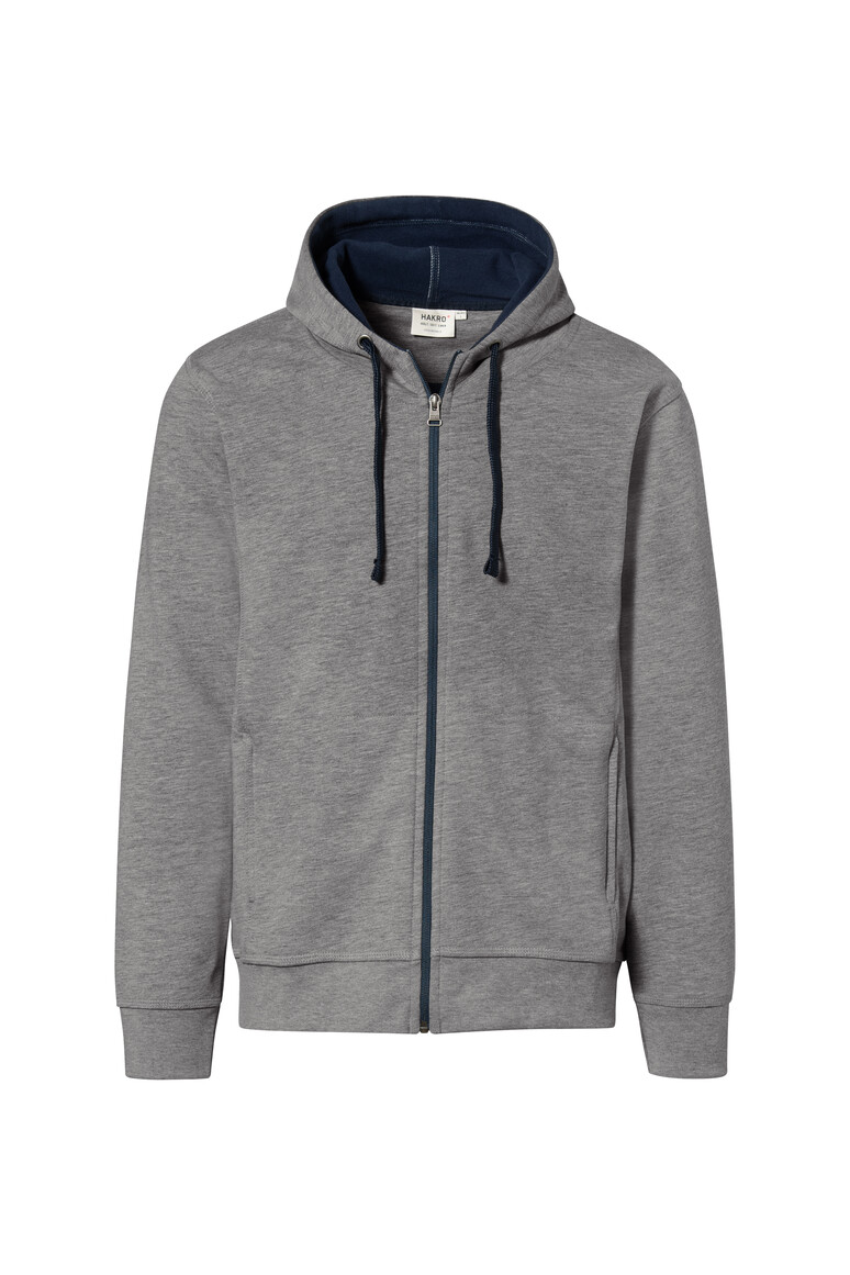 HAKRO 455 Kapuzenjacke Bonded ECO in grau meliert/tinte, Größe 3XL