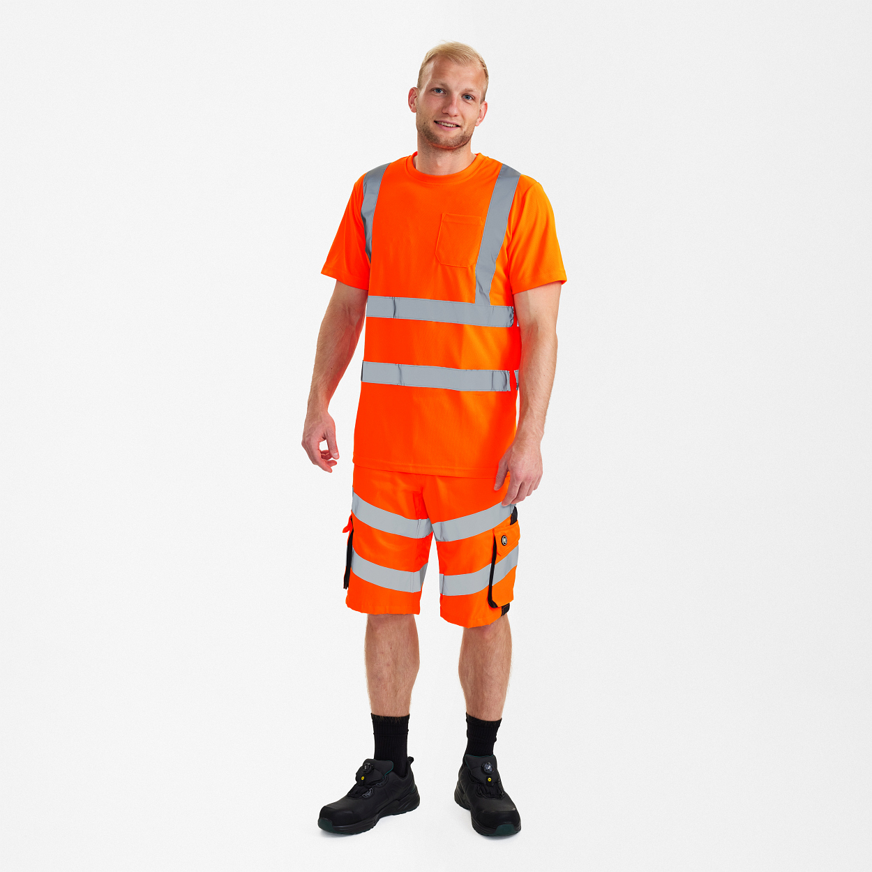 ENGEL Safety T-Shirt mit Brusttasche in Hi-vis Orange, Größe XS