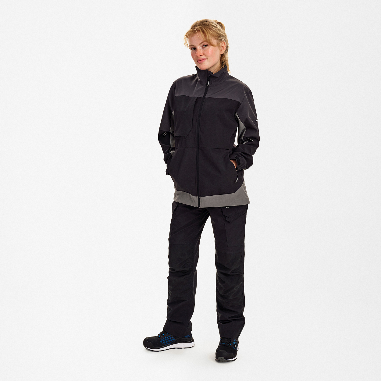 ENGEL Entire Damen Softshelljacke in Schwarz/Anthrazit Grau, Größe XS