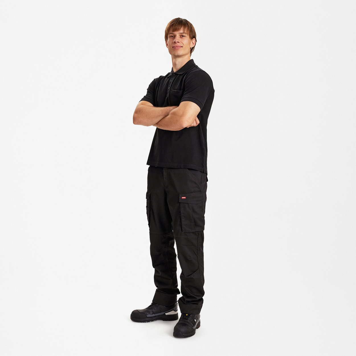 ENGEL Extend Poloshirt mit Brusttasche in Schwarz, Größe XS