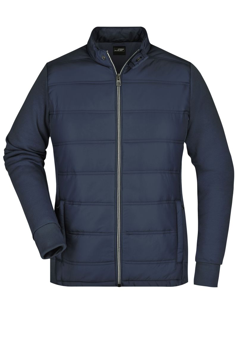 JN1123 Damen Hybrid Sweat Jacke in Navy, Größe M von James & Nicholson