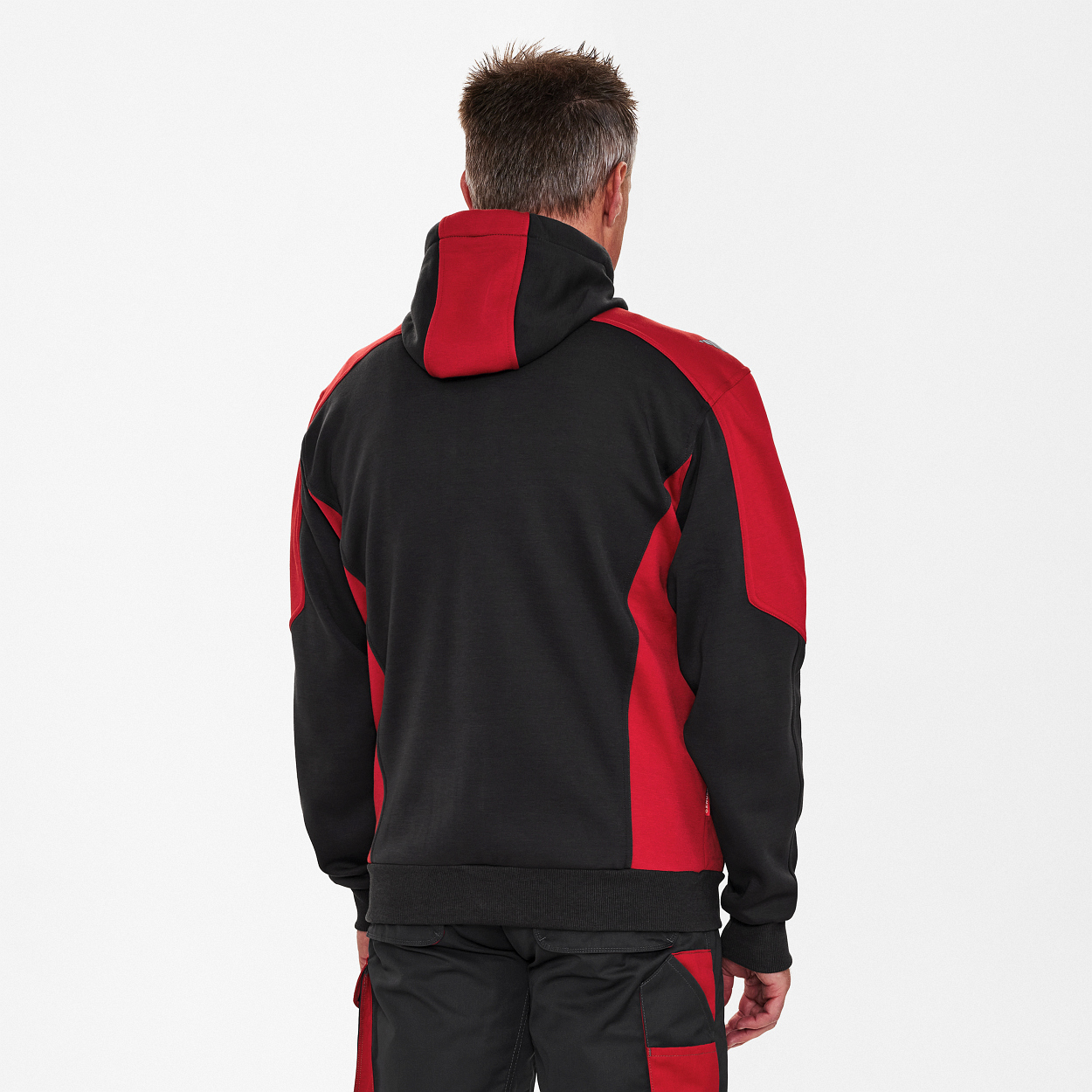 ENGEL Galaxy Sweatcardigan mit Kapuze in Anthrazit Grau/Tomato Red, Größe XS