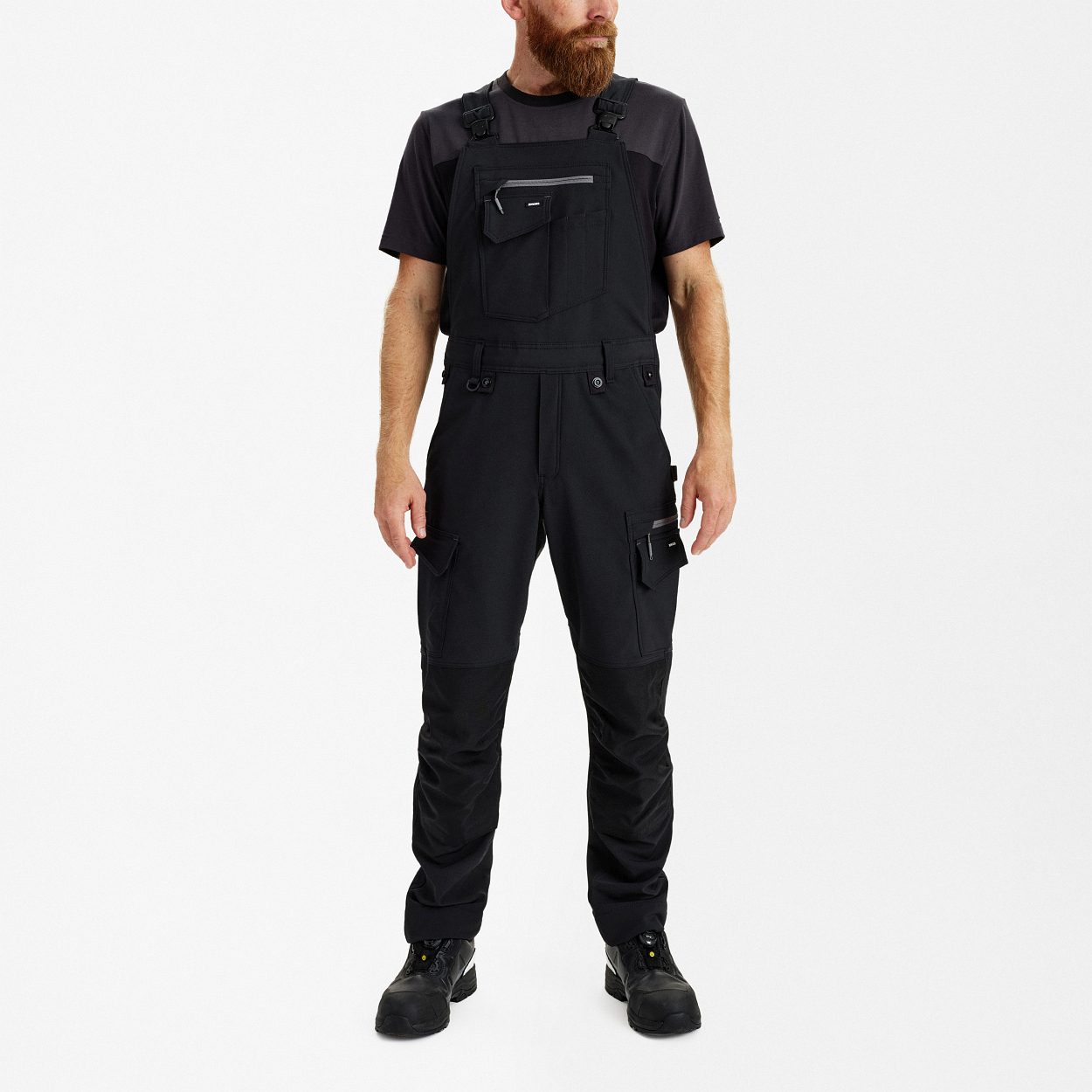 ENGEL Entire Latzhose mit 4-Wege-Stretch in Schwarz/Anthrazit Grau, Größe 26