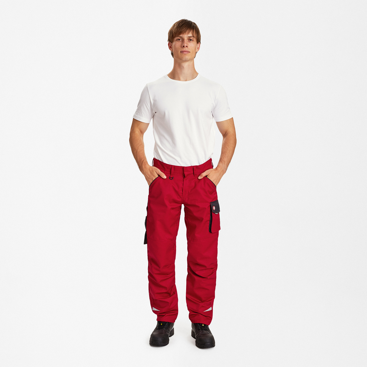 ENGEL Galaxy Light Arbeitshose in Tomato Red/Anthrazit Grau, Größe 106