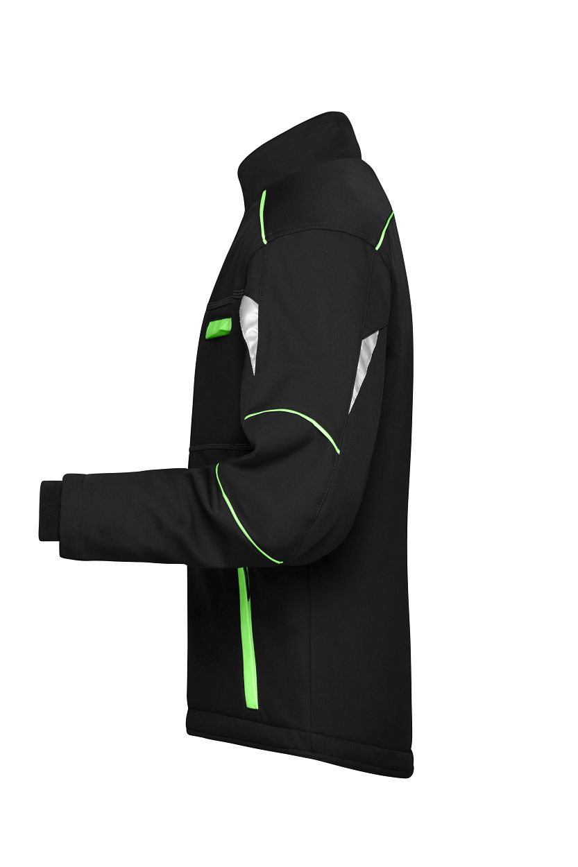 Workwear Softshell Padded Jacket - COLOR - "JN853" in Black/Lime-Green, Größe 6XL - Daiber