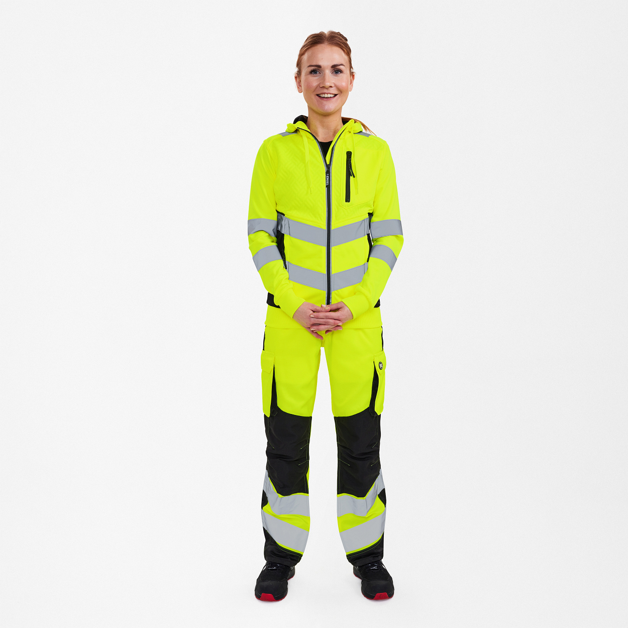 ENGEL Safety Damen Sweatcardigan in Gelb/Schwarz, Größe XS