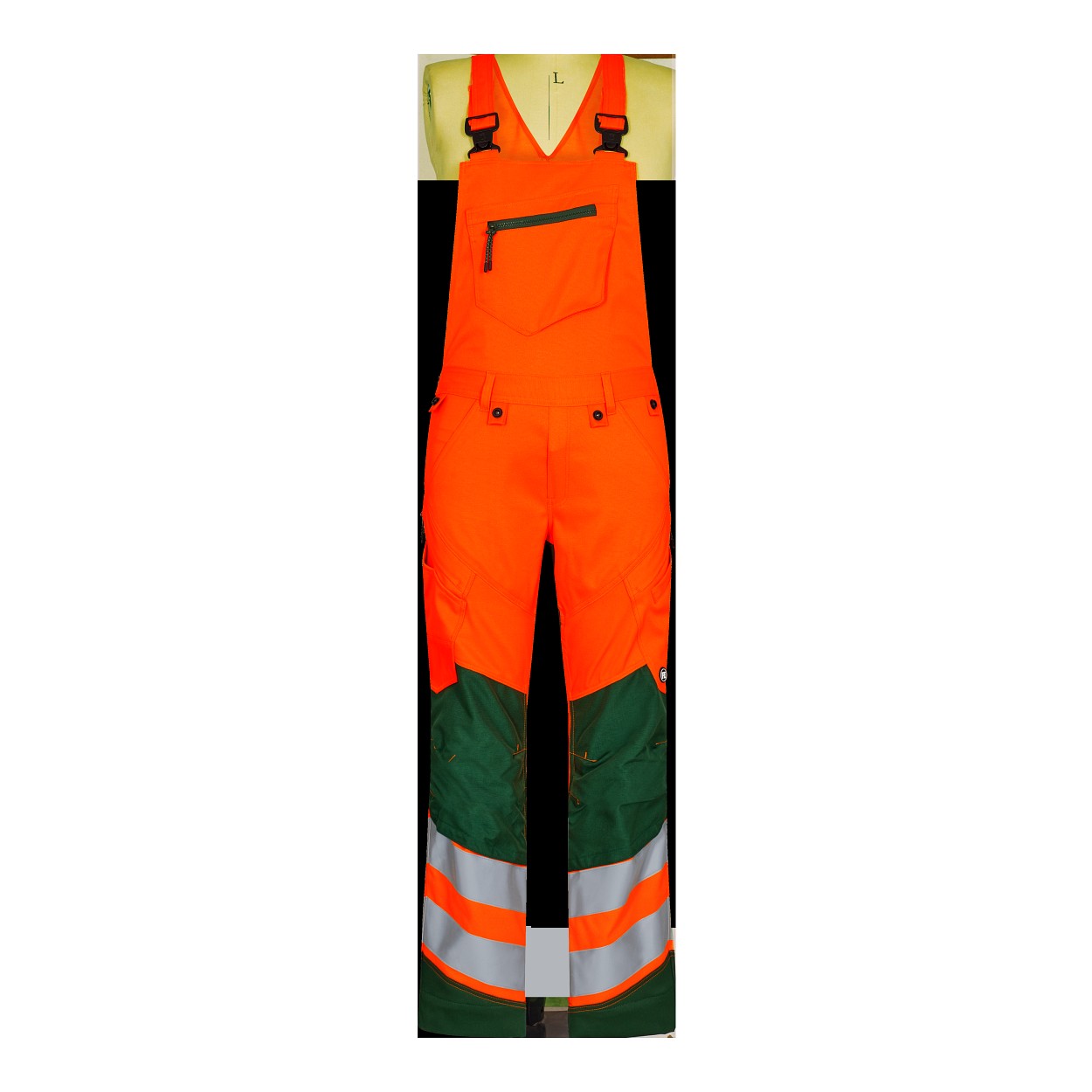 ENGEL Safety Latzhose mit 2-Wege-Stretch in Orange/Grün, Größe 26
