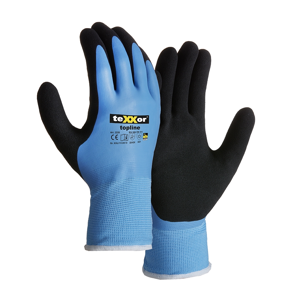 teXXor® Winterhandschuhe LATEX in Blau, Größe 10