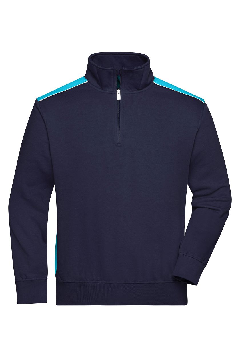 Workwear Half-Zip Sweat - COLOR - "JN868" in Navy/Turquoise, Größe 6XL - Daiber