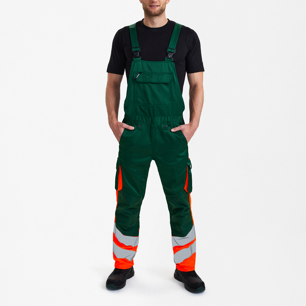 ENGEL Safety Light Latzhose in Grün/Orange, Größe 106