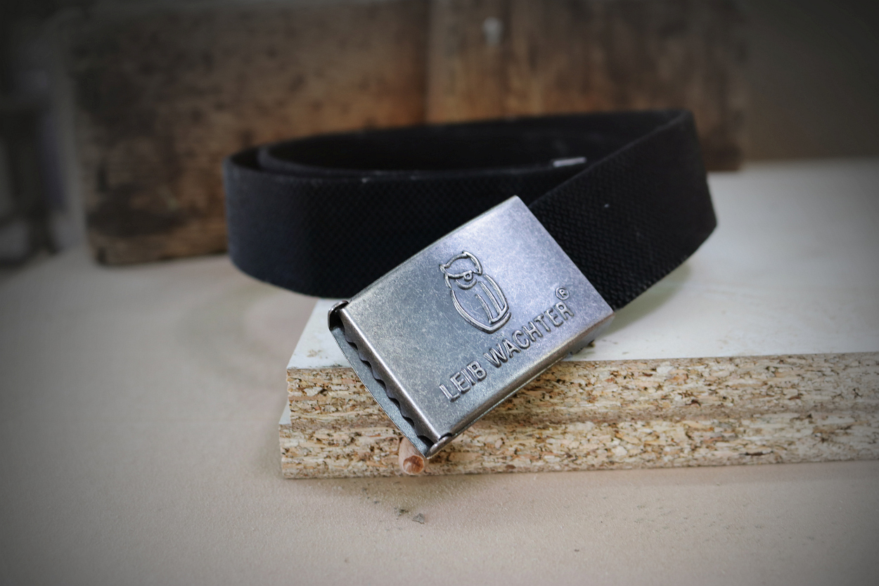 Stretchbandgürtel Schwarz mit Metallkoppel FLEXG70 Länge 90 cm von Leibwächter