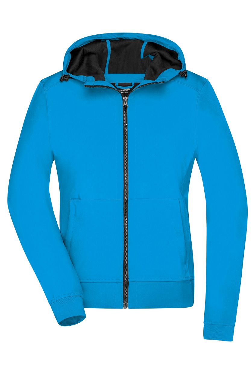 Ladies' Hooded Softshell Jacket "JN1145" in Blue/Black, Größe 2XL - Daiber