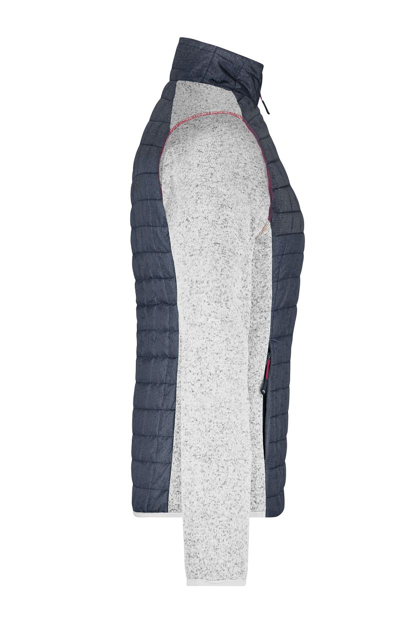 Ladies' Knitted Hybrid Jacket "JN741" in Light-Melange/Anthracite-Melange, Größe 2XL - Daiber