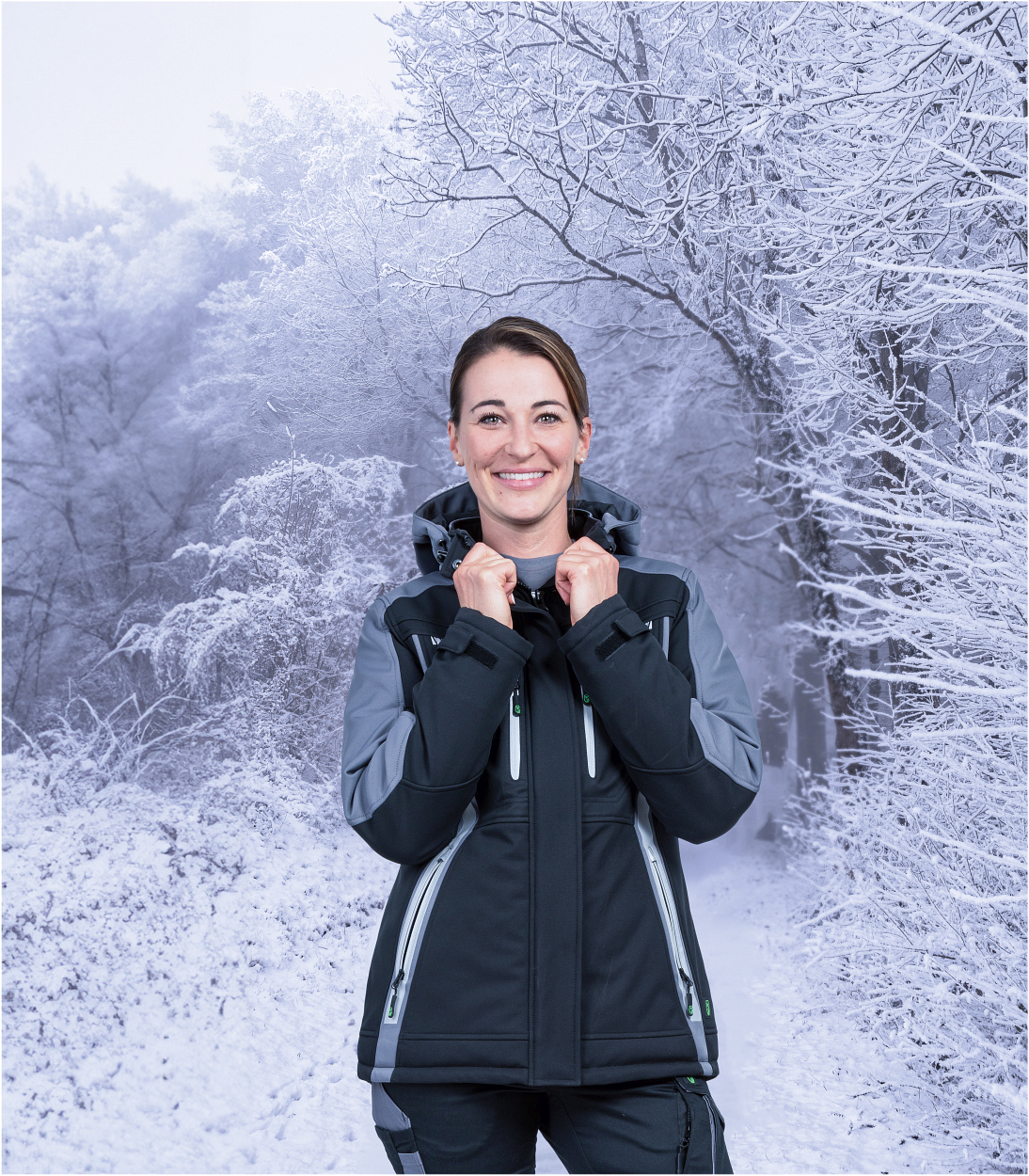 Damen Winter-Softshelljacke Schwarz/Grau FLXDI, Gr. 34 von Leibwächter Damen Winter-Softshelljacke Schwarz/Grau FLXDI, Gr. 52 von Leibwächter