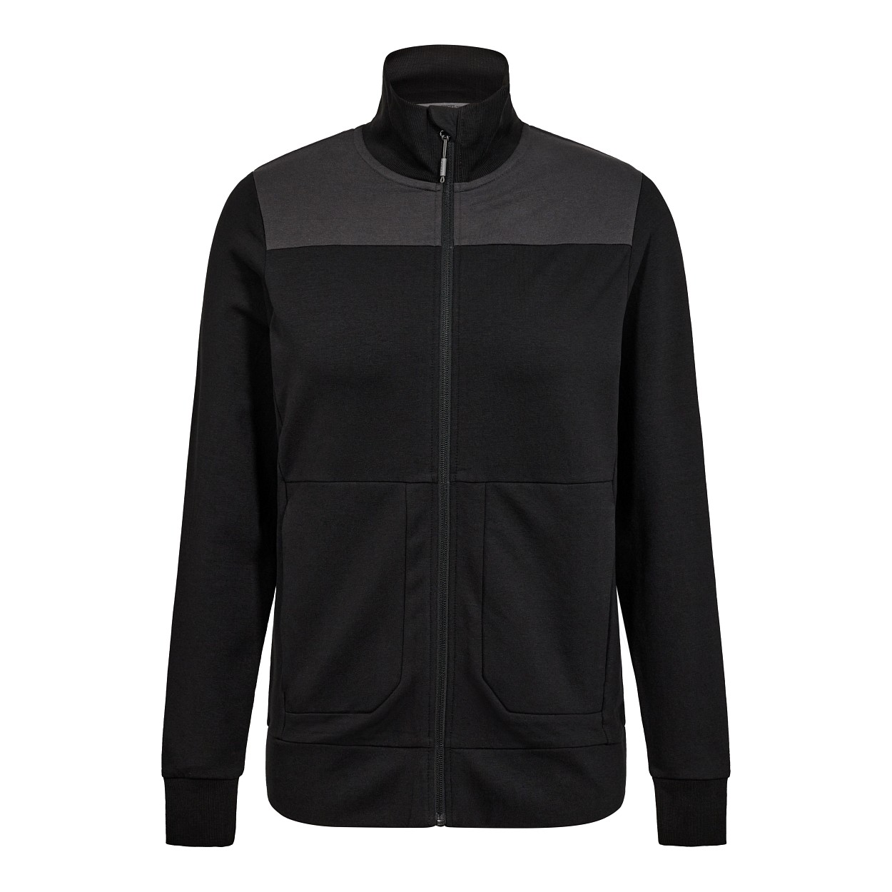 ENGEL Entire Damen Sweatcardigan mit Kragen in Schwarz/Anthrazit Grau, Größe XS