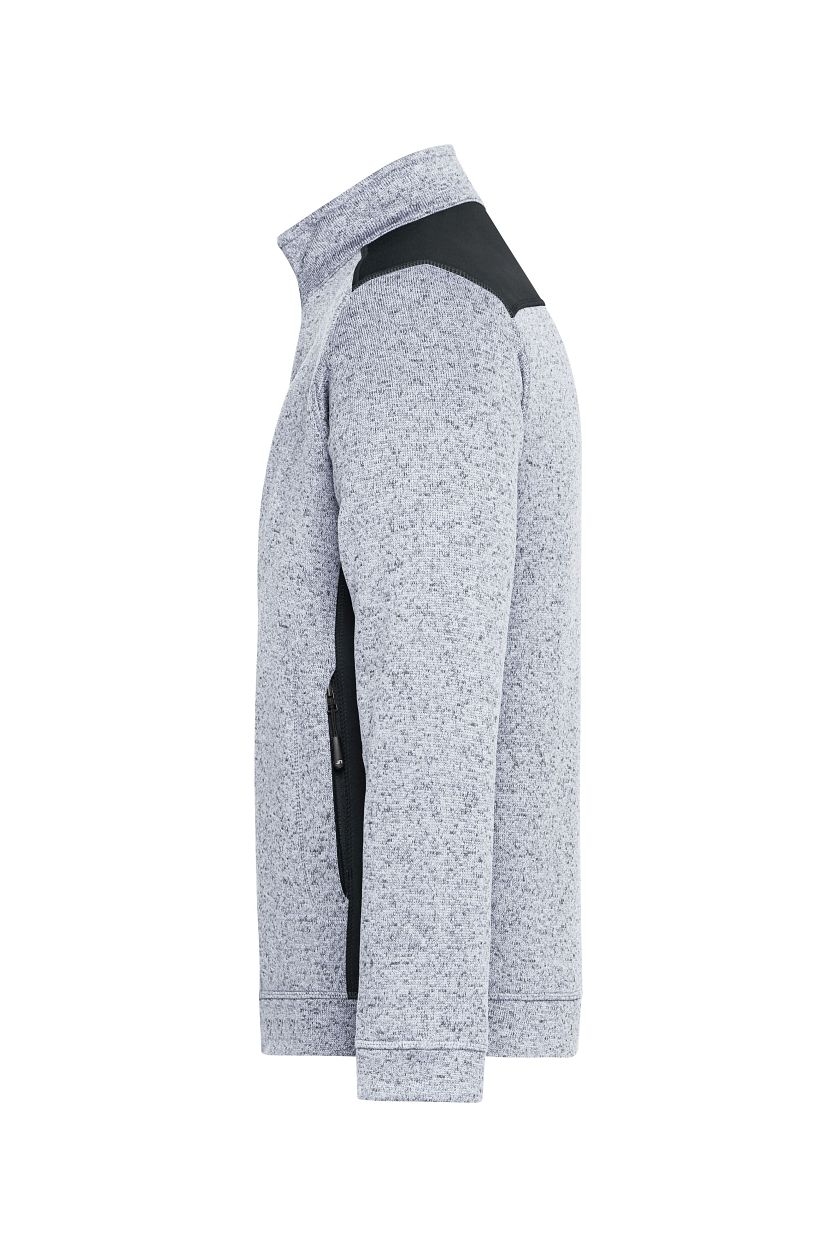 Men's Knitted Workwear Fleece Jacket - STRONG - "JN862" in White-Melange/Carbon, Größe 6XL - Daiber