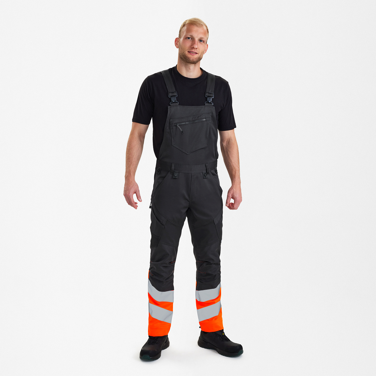 ENGEL Safety Latzhose in Anthrazit Grau/Orange, Größe 26