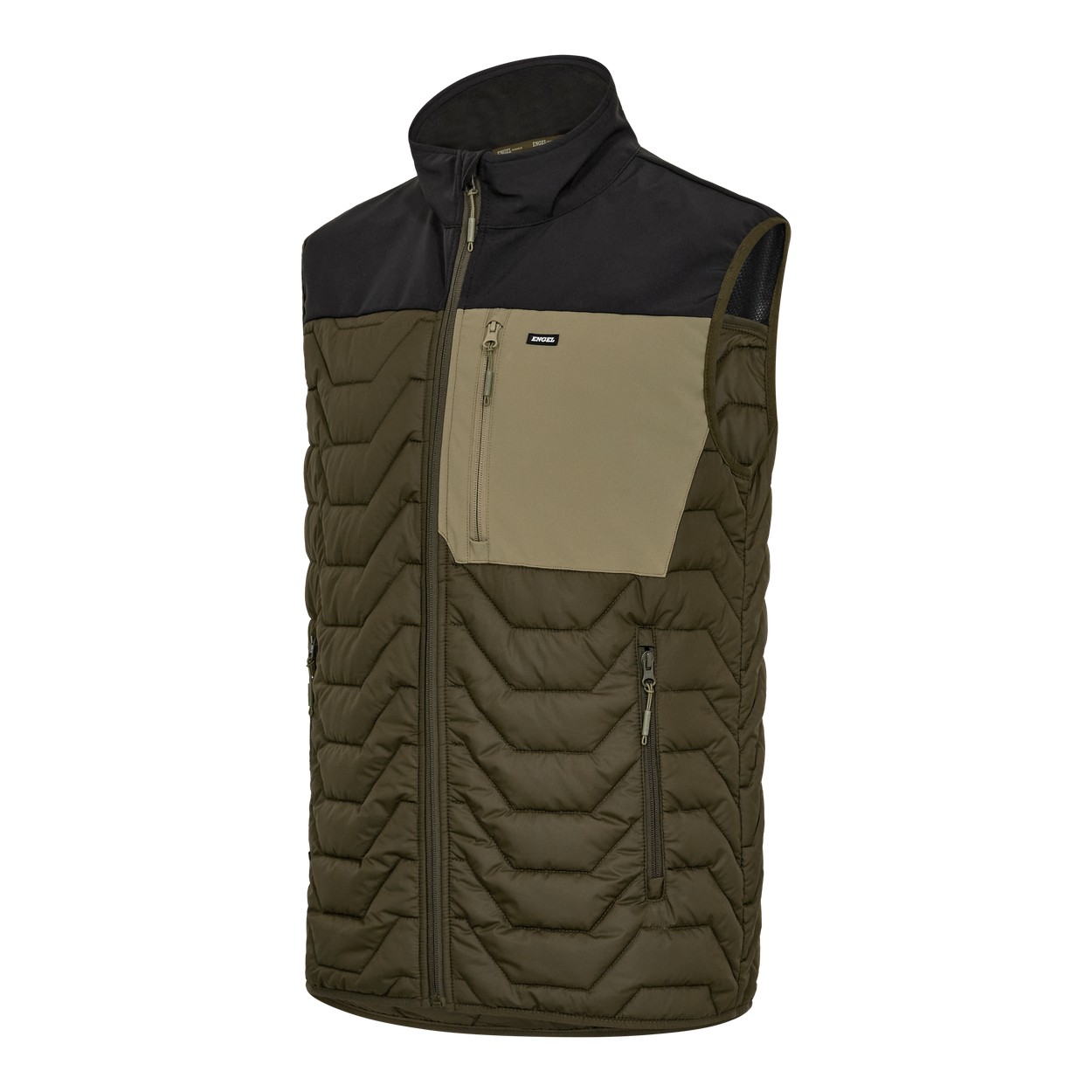 ENGEL Entire Steppweste in Forest Green/Schwarz, Größe 2XL