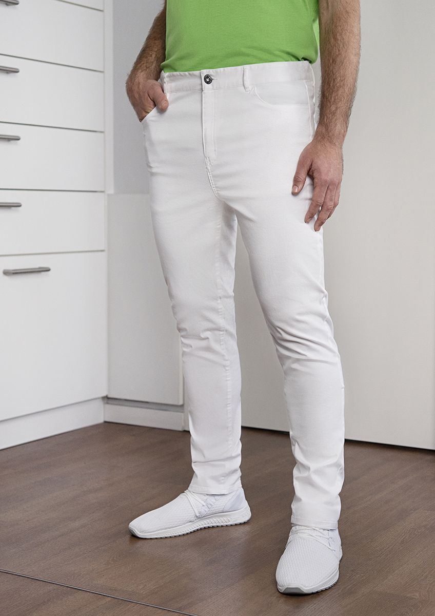 Herren 5-Pocket-Hose Classic-Stretch Größe 66/s in Weiß von Karlowsky