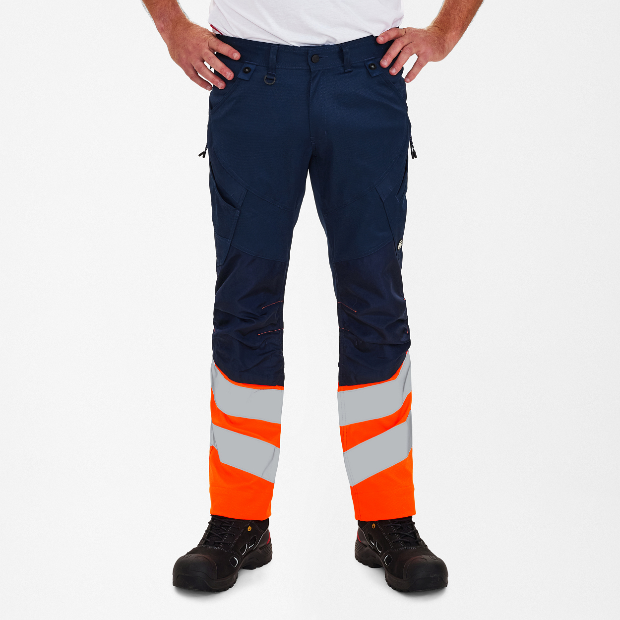 ENGEL Safety Arbeitshose mit 2-Wege-Stretch in Blue Ink/Orange, Größe 26
