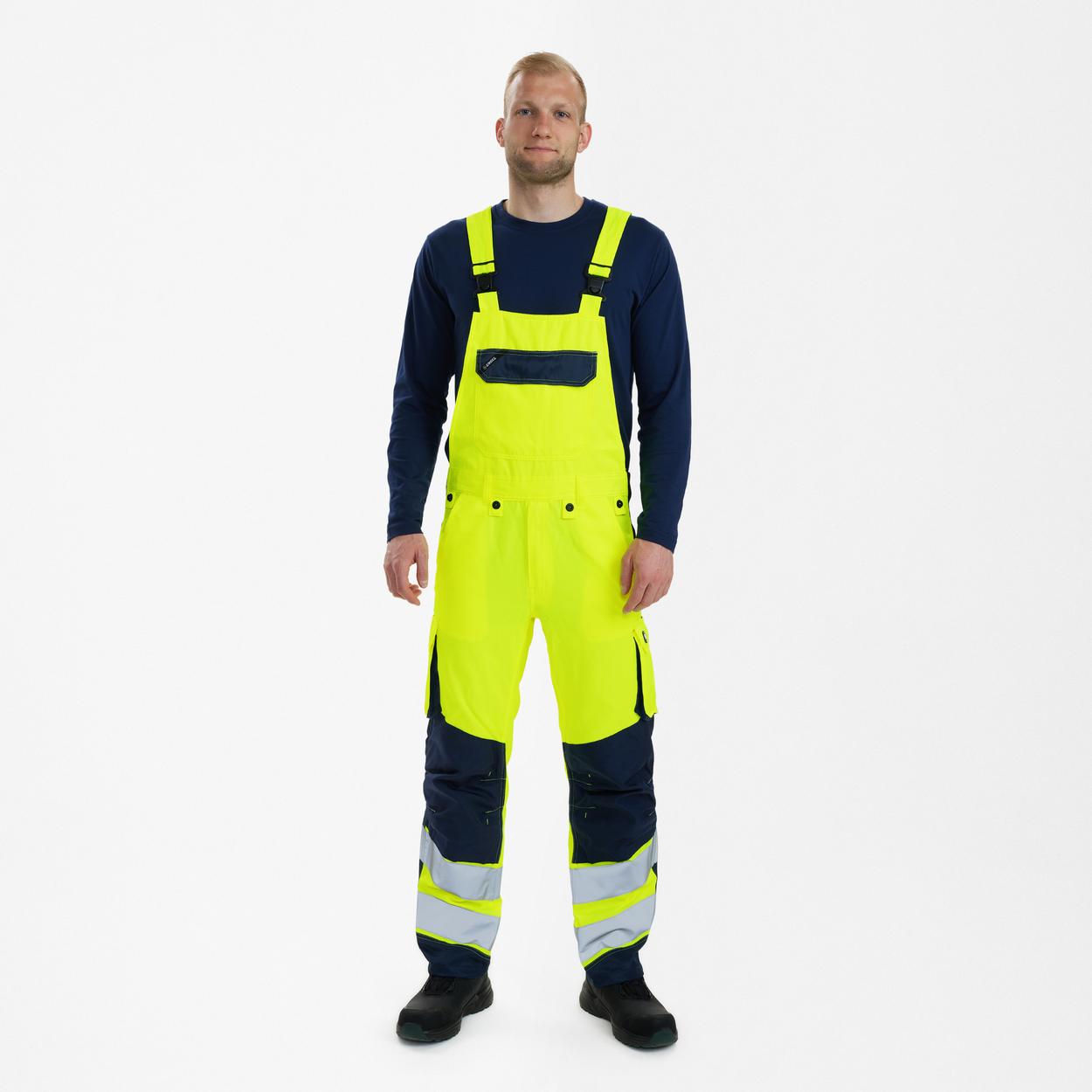 ENGEL Safety Light Latzhose in Gelb/Blue Ink, Größe 106