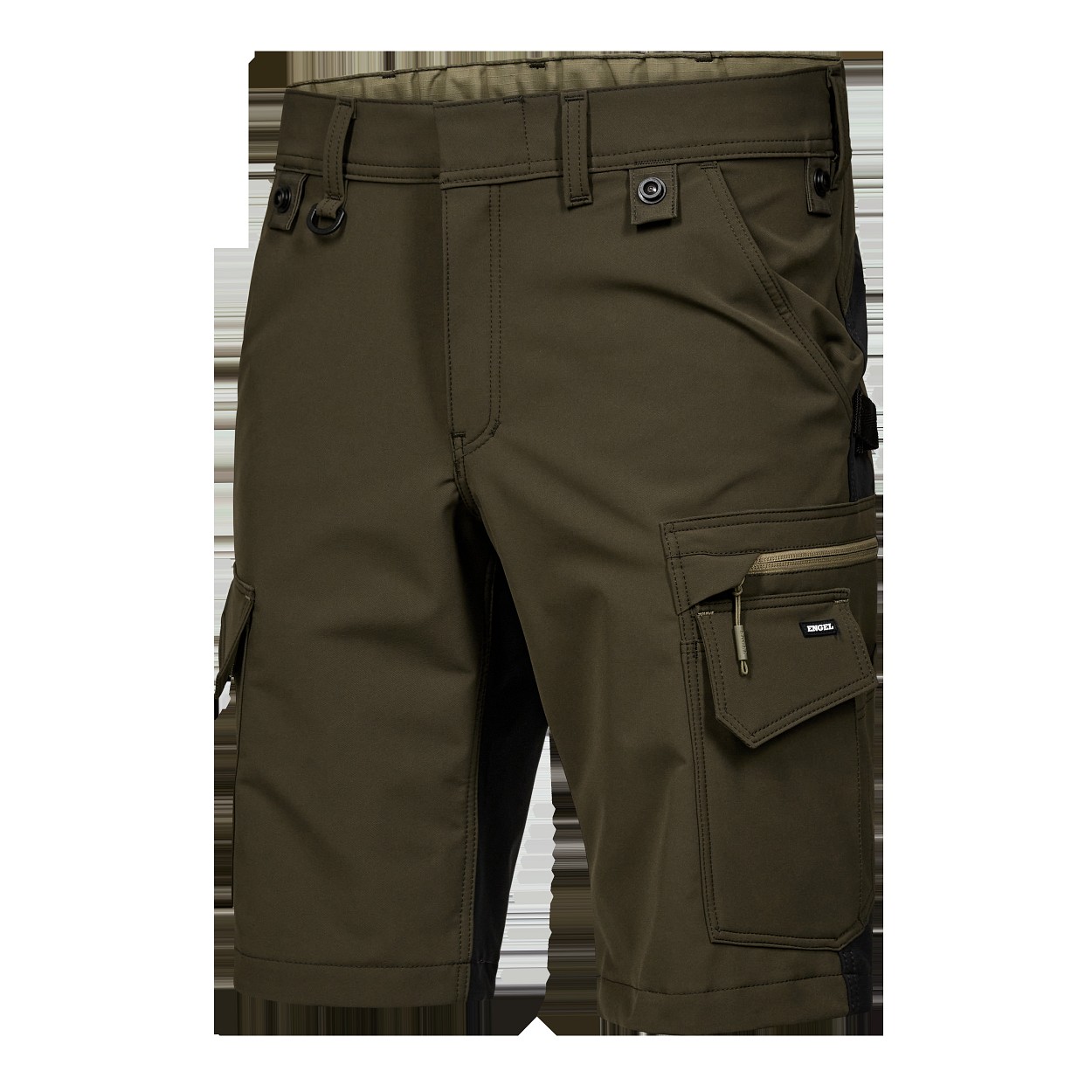 ENGEL Entire Arbeitsshorts mit 4-Wege-Stretch in Forest Green/Schwarz, Größe 54