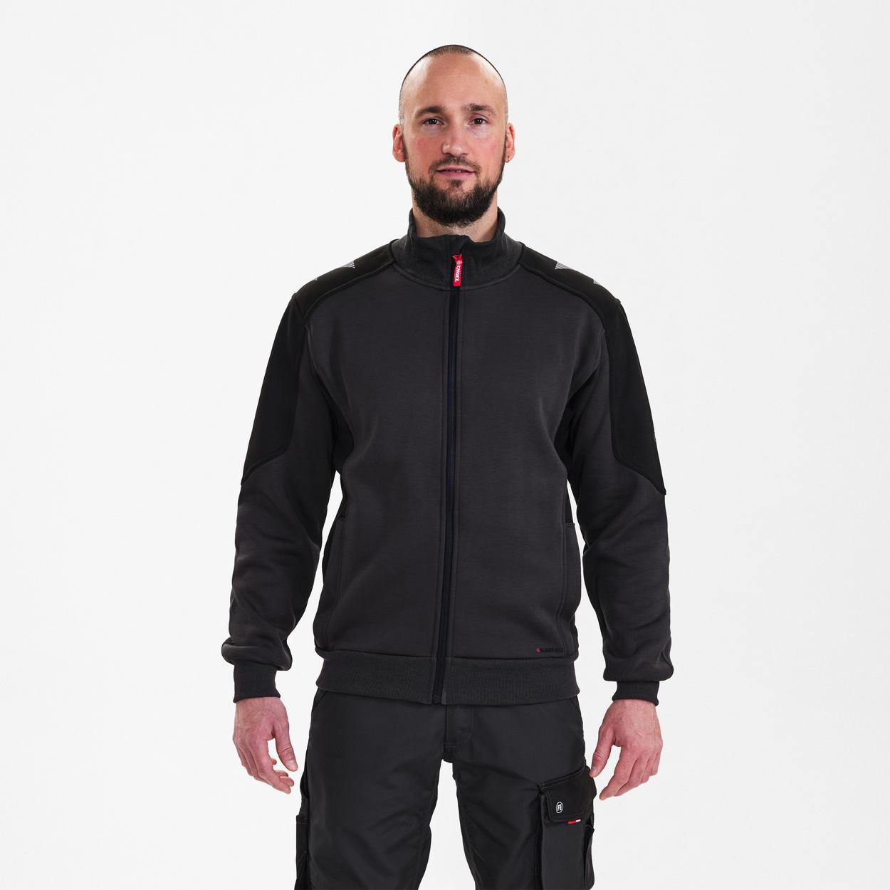 ENGEL Galaxy Sweatcardigan mit Kragen in Anthrazitgrau/Schwarz, Größe XS