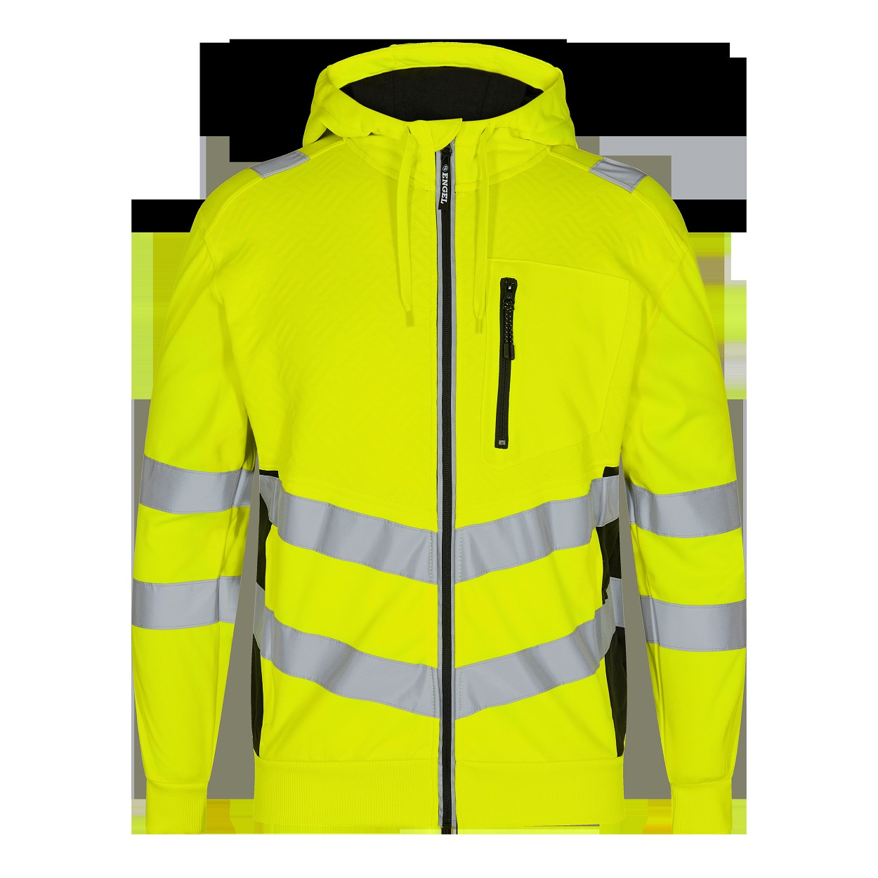 ENGEL Safety Sweatcardigan in Gelb/Schwarz, Größe XS