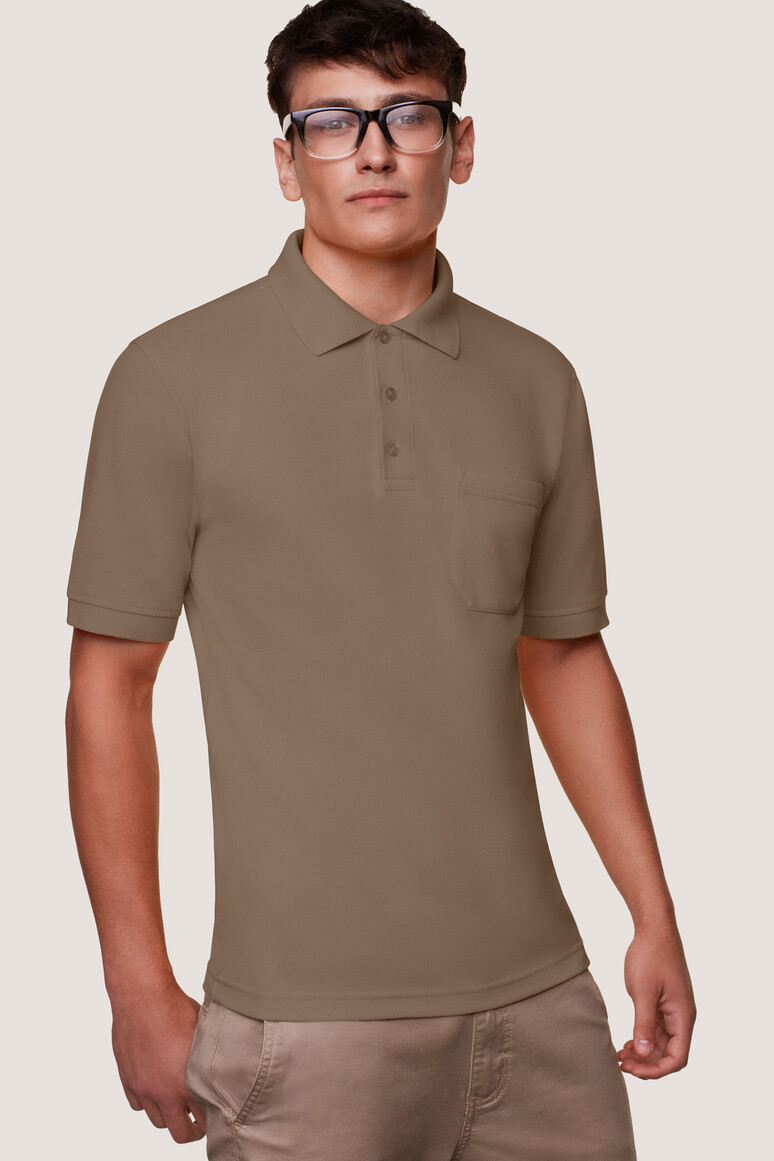 HAKRO 812 Pocket-Poloshirt MIKRALINAR® in nougat, Größe 6XL