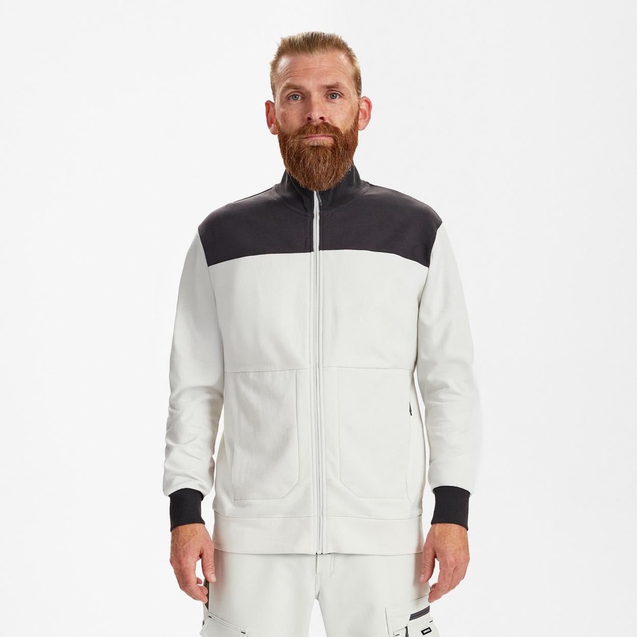 ENGEL Entire Sweatcardigan mit Kragen in Bone White / Anthracite Grey, Größe XS