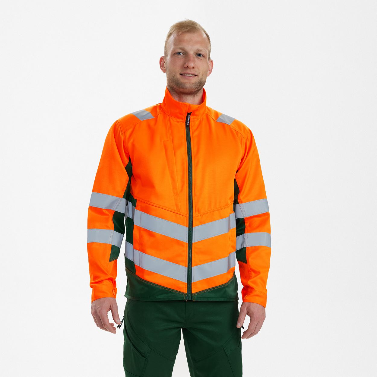 ENGEL Safety Light Arbeitsjacke in Orange/Grün, Größe XS