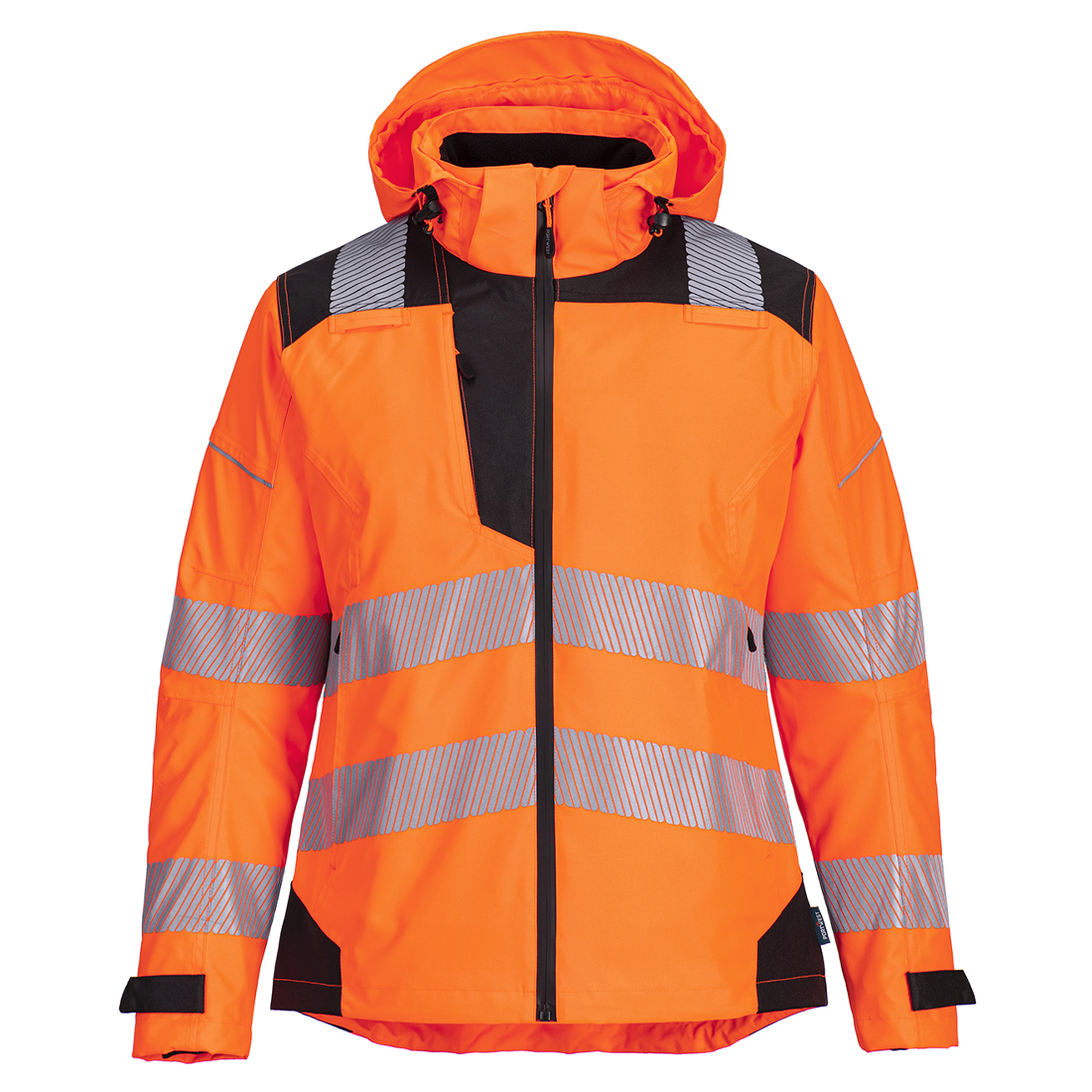 PW3 Warnschutz Regenjacke für Damen PW389 in Orange / Schwarz, Größe M von Portwest