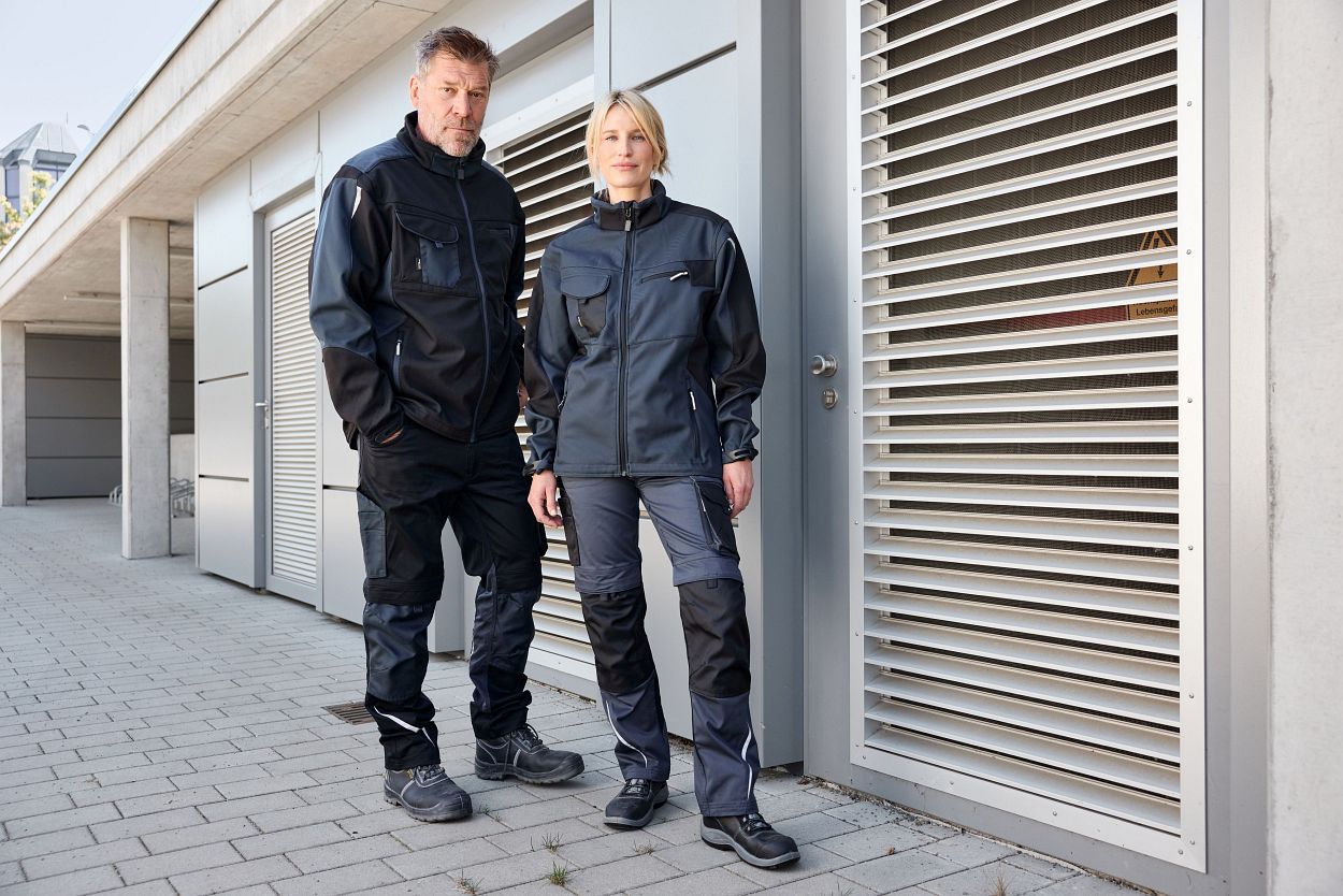 Workwear Softshell Jacket - STRONG - "JN844" in White/Carbon, Größe 6XL - Daiber