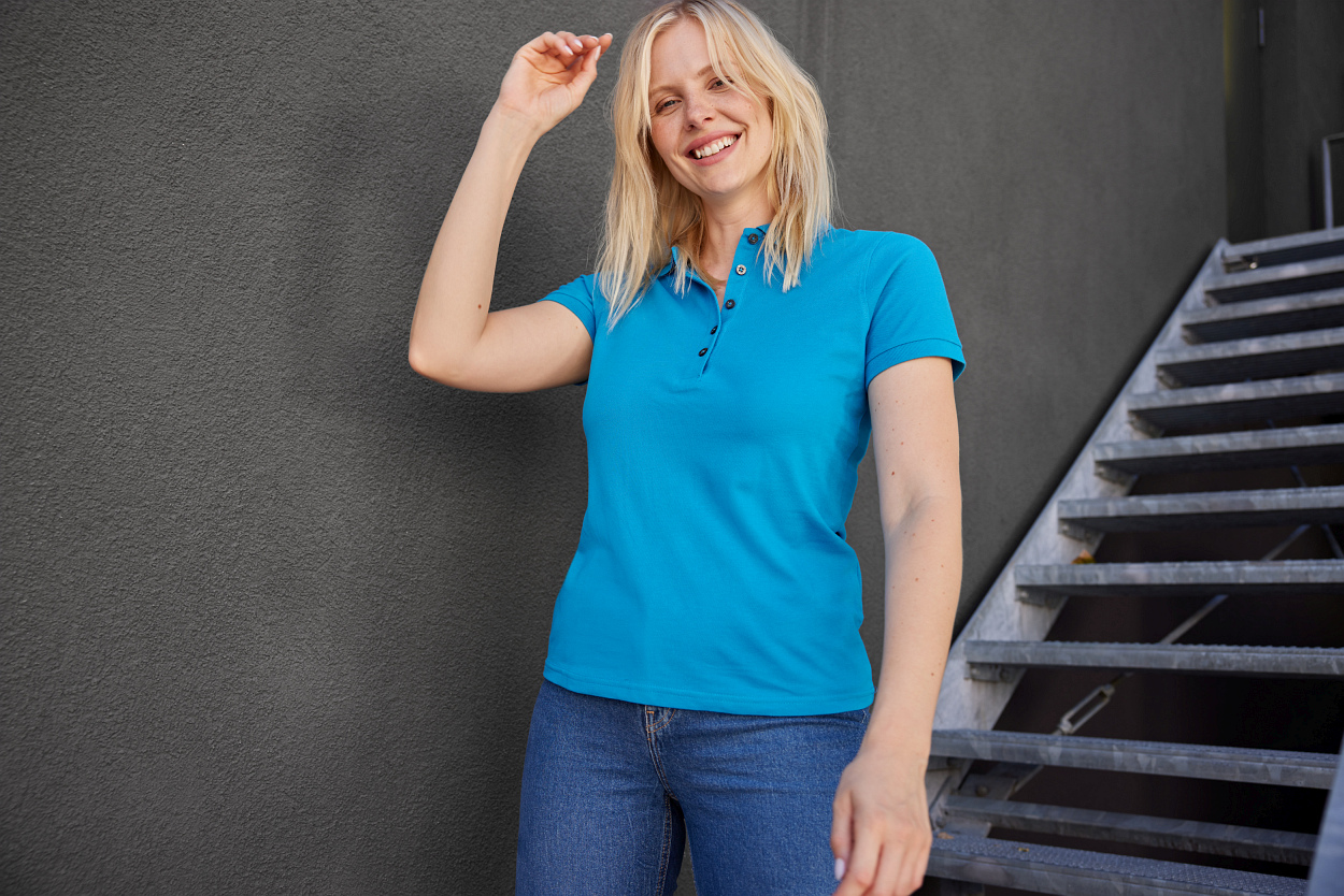 Ladies' Pima Polo "JN707" in White, Größe 2XL - Daiber