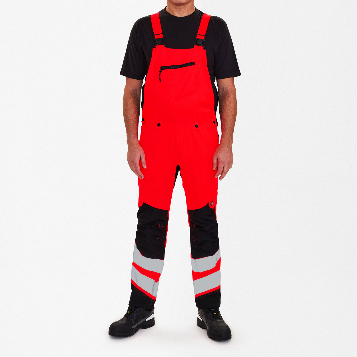 ENGEL Safety Latzhose in Rot/Schwarz, Größe 26