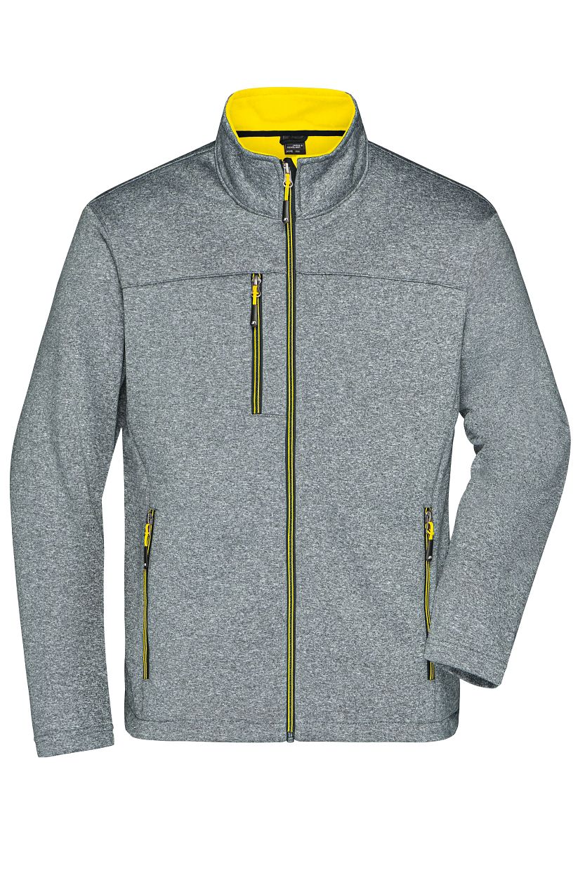 Men's Softshell Jacket "JN1148" in Dark-Melange/Yellow, Größe 3XL - Daiber