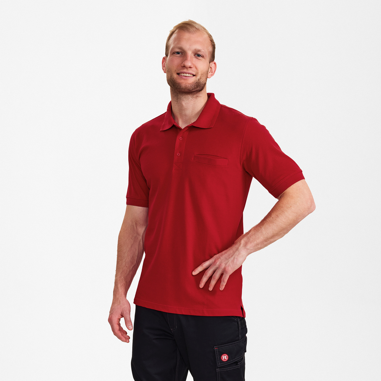 ENGEL Extend Poloshirt mit Brusttasche in Tomato Red, Größe XS