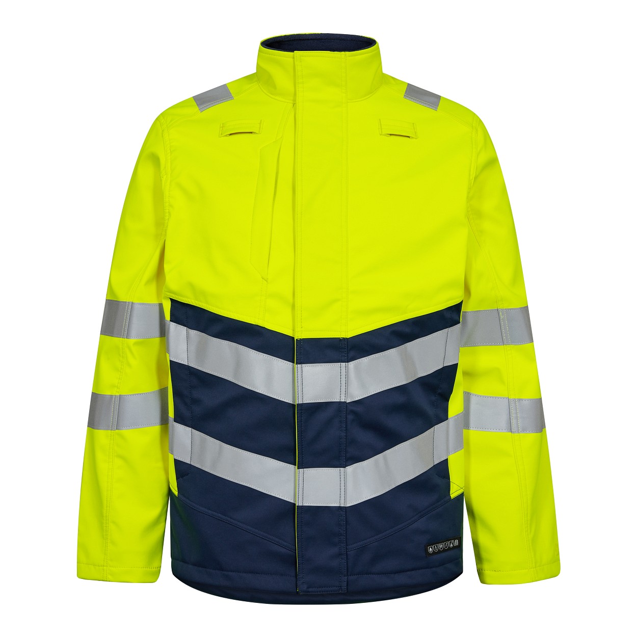 ENGEL Safety+ Softshelljacke in Gelb/Blue Ink, Größe XS