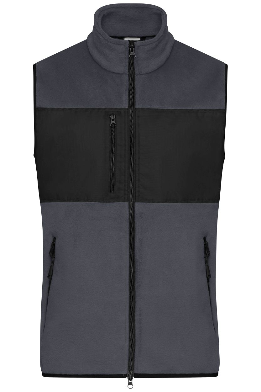 Men's Fleece Vest GRS "JN1310" in Carbon/Black, Größe 3XL - Daiber