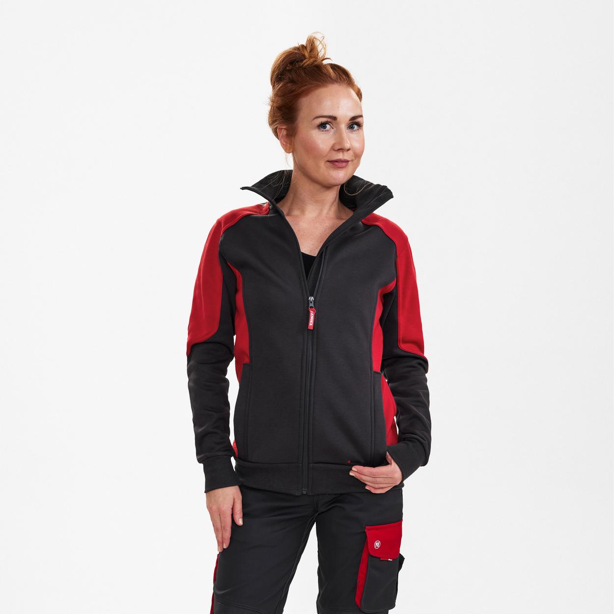 ENGEL Galaxy Damen Sweatcardigan in Anthrazit Grau/Tomato Red, Größe XS