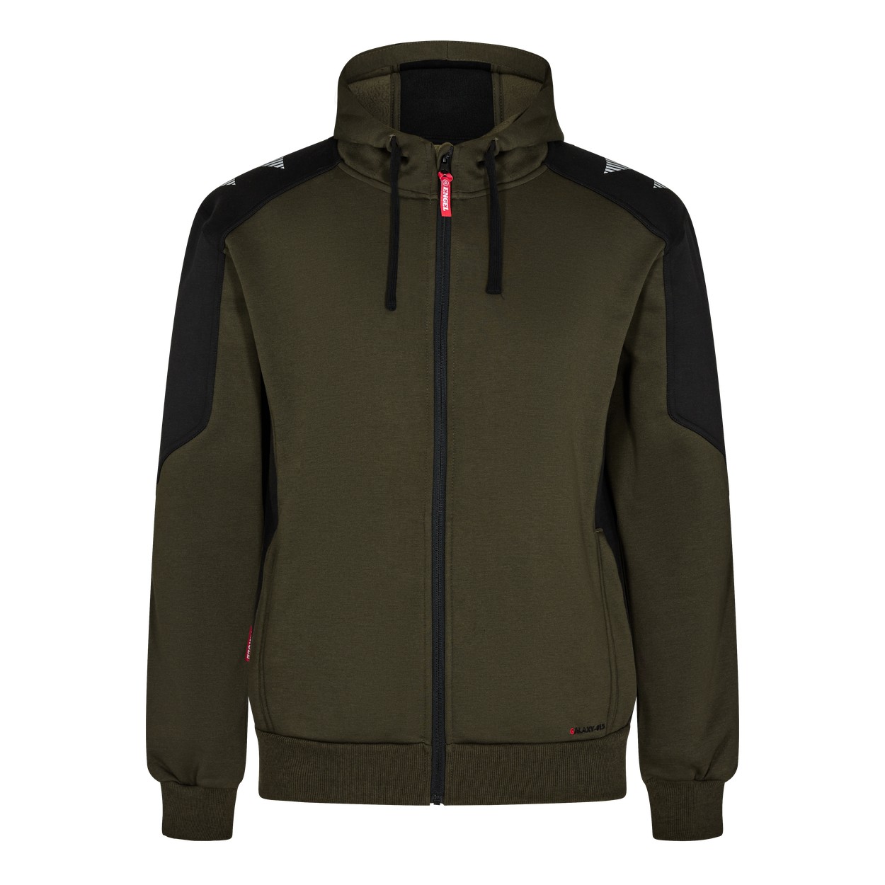 ENGEL Galaxy Sweatcardigan mit Kapuze in Forest Green/Schwarz, Größe XS