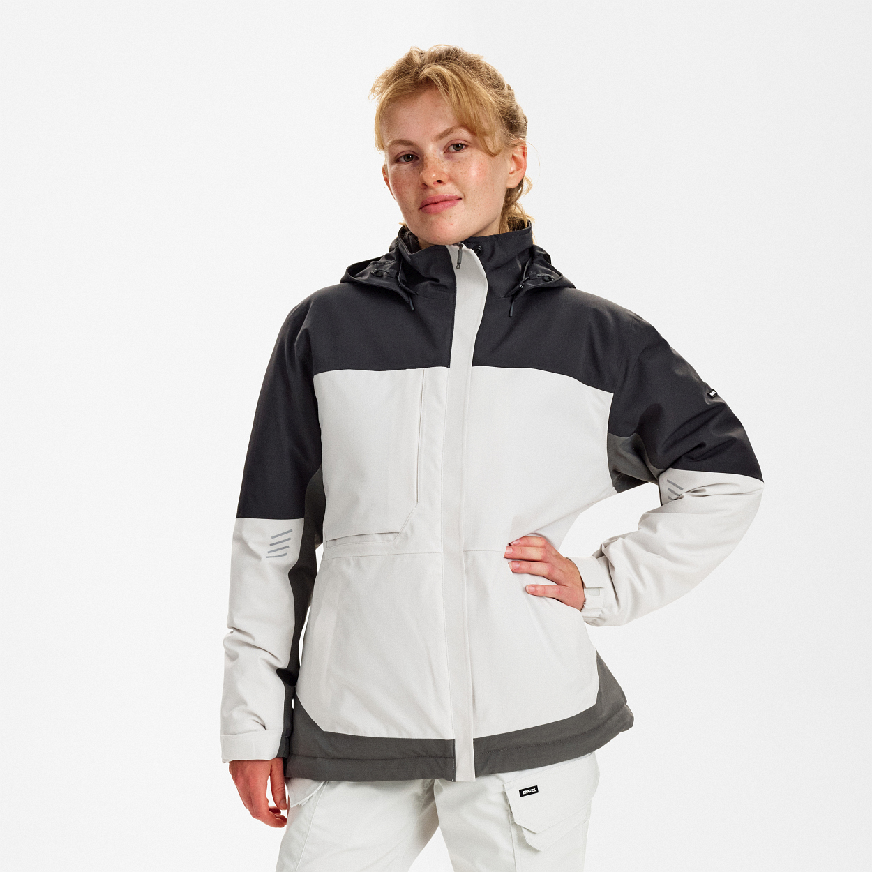 ENGEL Entire Damen Winterjacke in Bone White / Anthracite Grey, Größe XS