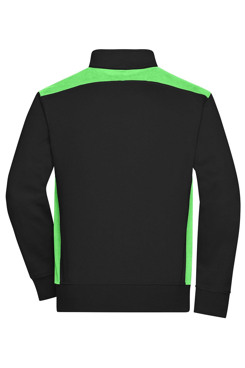 Workwear Sweat Jacket - COLOR - "JN870" in Black/Lime-Green, Größe 6XL - Daiber